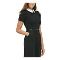 thumbnail image 3 of TOMMY HILFIGER Womens Black Belted Pocketed Short Sleeve Collared Evening Wide Leg Jumpsuit 2, 3 of 4