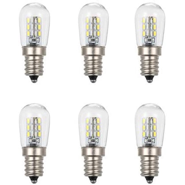 AC110V/220V LED Mini Refrigerator Light Fridge Lamp E12 Bulb Base Socket Holder SMD3014 (White 6PCS, 110V)
