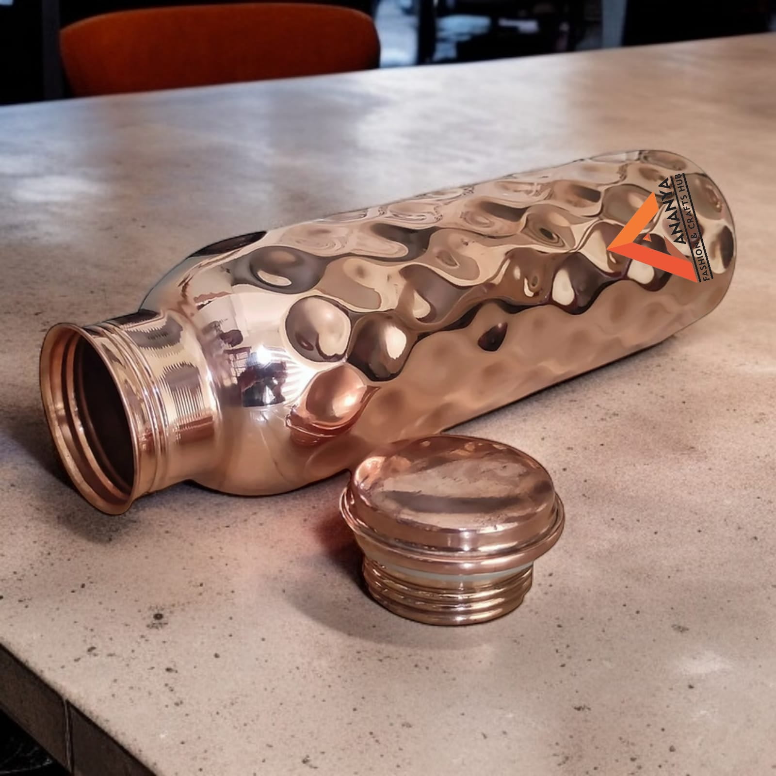 Diamond Cut Copper Water Bottle 950 ml Ayurvedic Pure Copper Vessel For Drinking Health Benefits