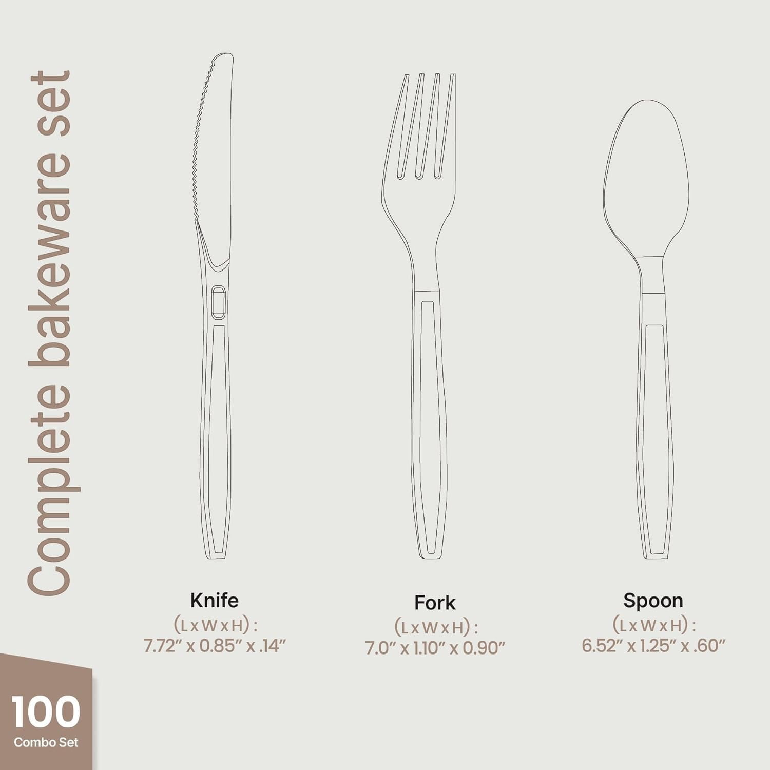 Disposable Cutlery Set, 100-Piece Heavy Duty Plastic Forks, Knives & Spoons, Heat-Resistant, Reusable Clear Silverware