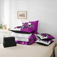 thumbnail image 6 of Feelyou Romantic Purple Rose Bedding Comforter Set 7 Pieces, Gothic Skeleton Full Bedding Set, Valentine's Day Theme Reversible Fitted Sheet Flat Sheet, Lightweight Room Decor, 6 of 8