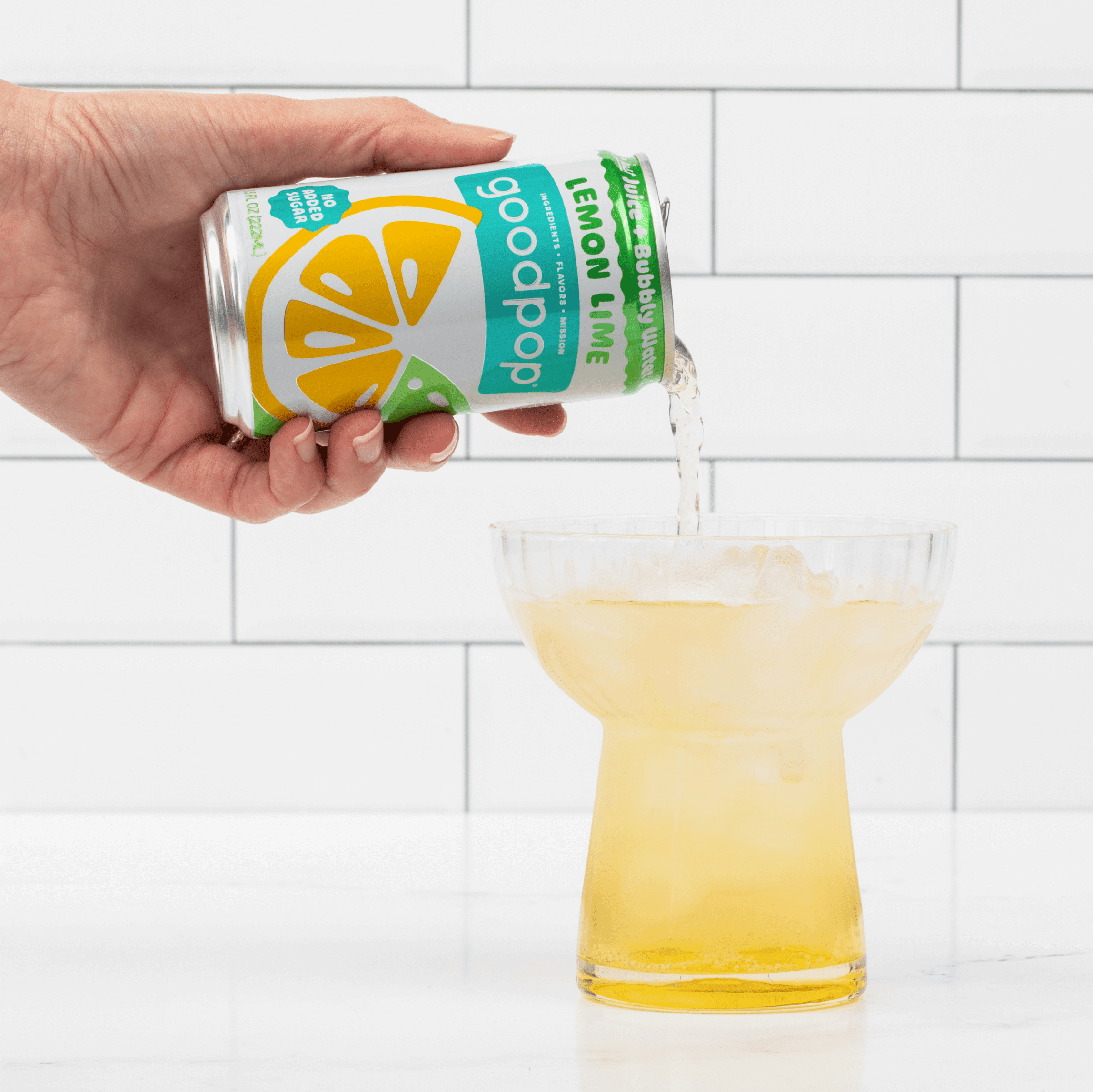 GoodPop Just Juice + Bubbly Water Mini Cans Lemon Lime 7.5 fl oz 6 pk