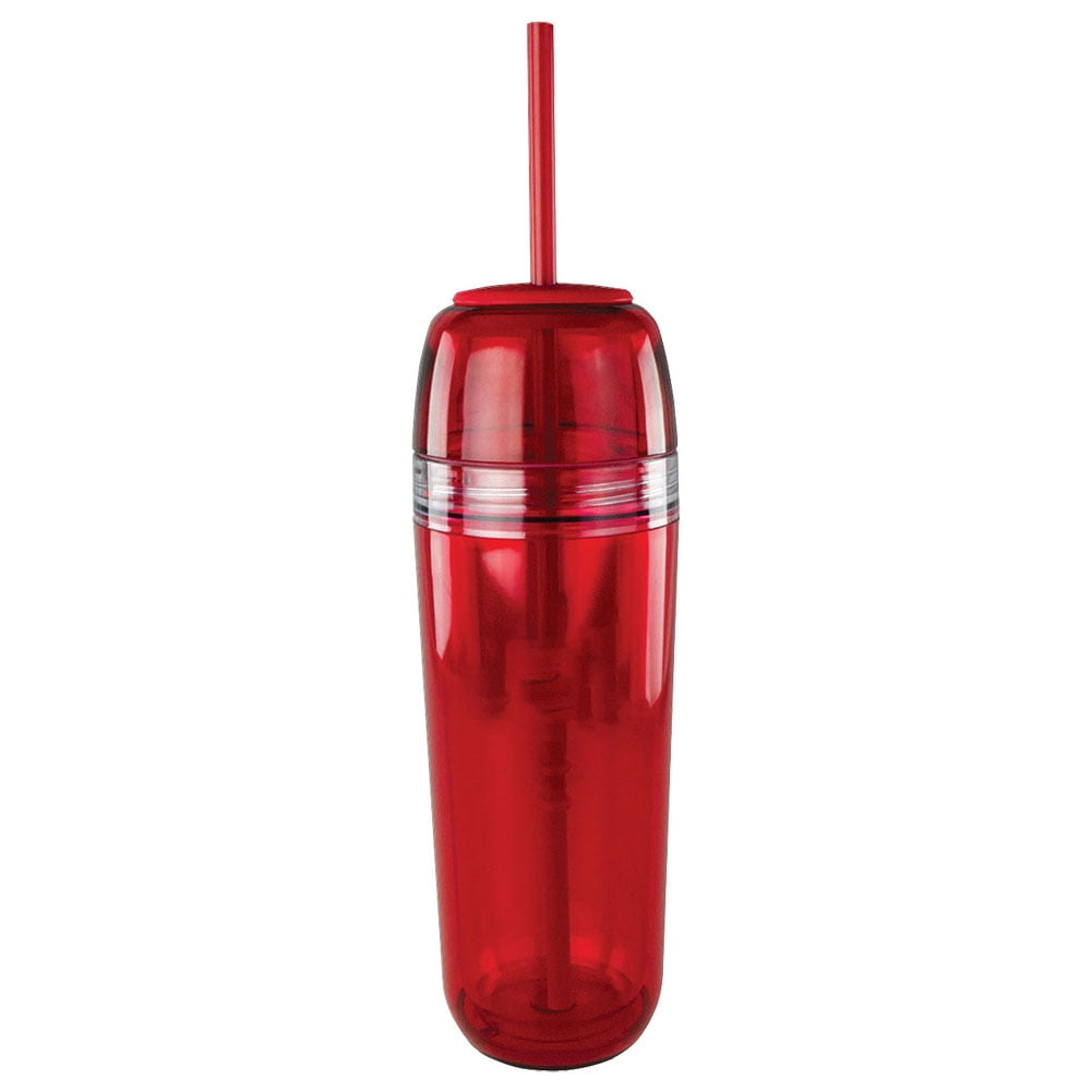 22 Oz Red Capsule Tumbler Water Bottle with Straw