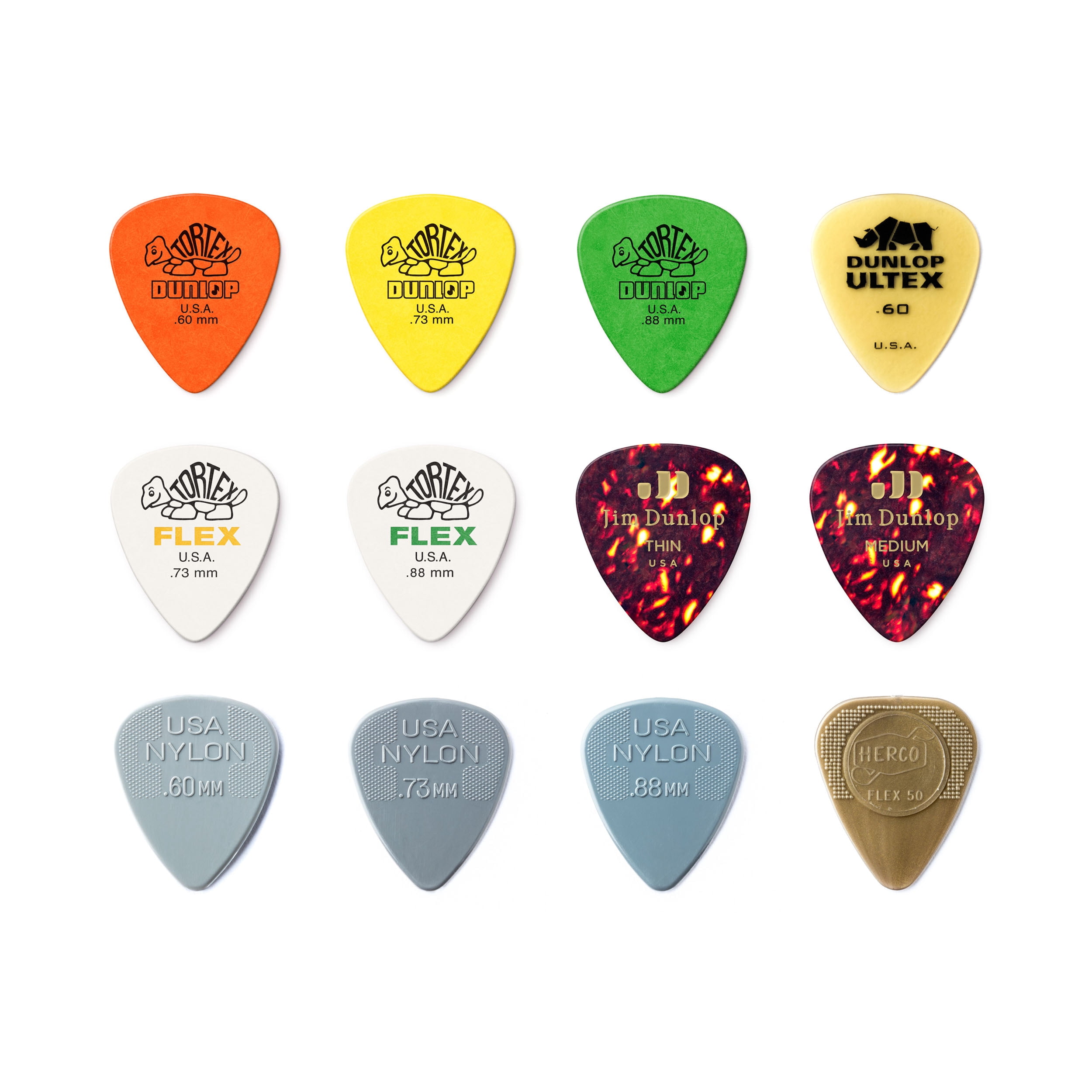 Dunlop Guitar Picks 24 Pack Variety for Acoustic Guitar Ultex Tortex Nylon