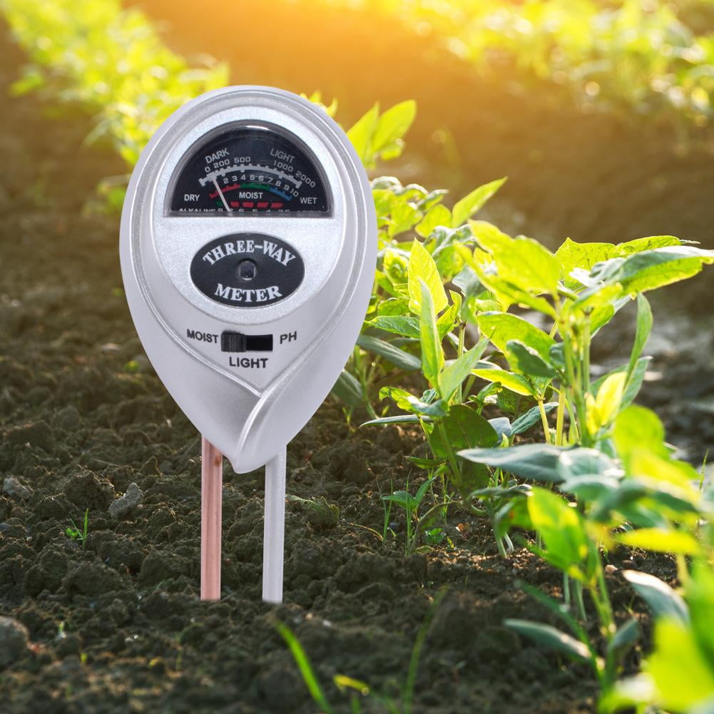 Three-in-one Round-Head Soil Moisture Meter PH Value Tester Silver for Lawn Farm Garden Wind-Susu Soil Thermometer Soil Tester 