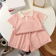 thumbnail image 2 of mgoYE Toddler Baby Girl Summer Clothes 6 12 18 24 Months 2T 3T 4T 5T 6T Summer Outfits Short Sleeve Solid Polo T Shirts and Shorts 2pc Sweatsuit Set Size 12-18 Months, 2 of 4