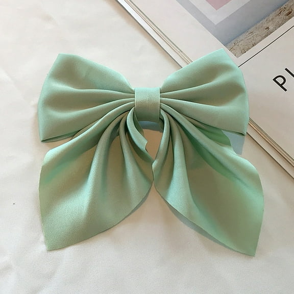 WEIWEIGG Large Vintage Hair Bow Clip, Green Elastic Fabric Barrettes for Women & Girls, Non-Slip Comfort Stretch Hair Accessory