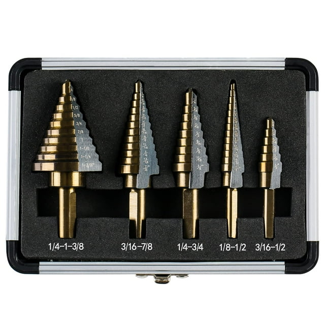 Juego de brocas escalonadas IRONANT, 5 unidades, HSS Titanium, 50 tamaños