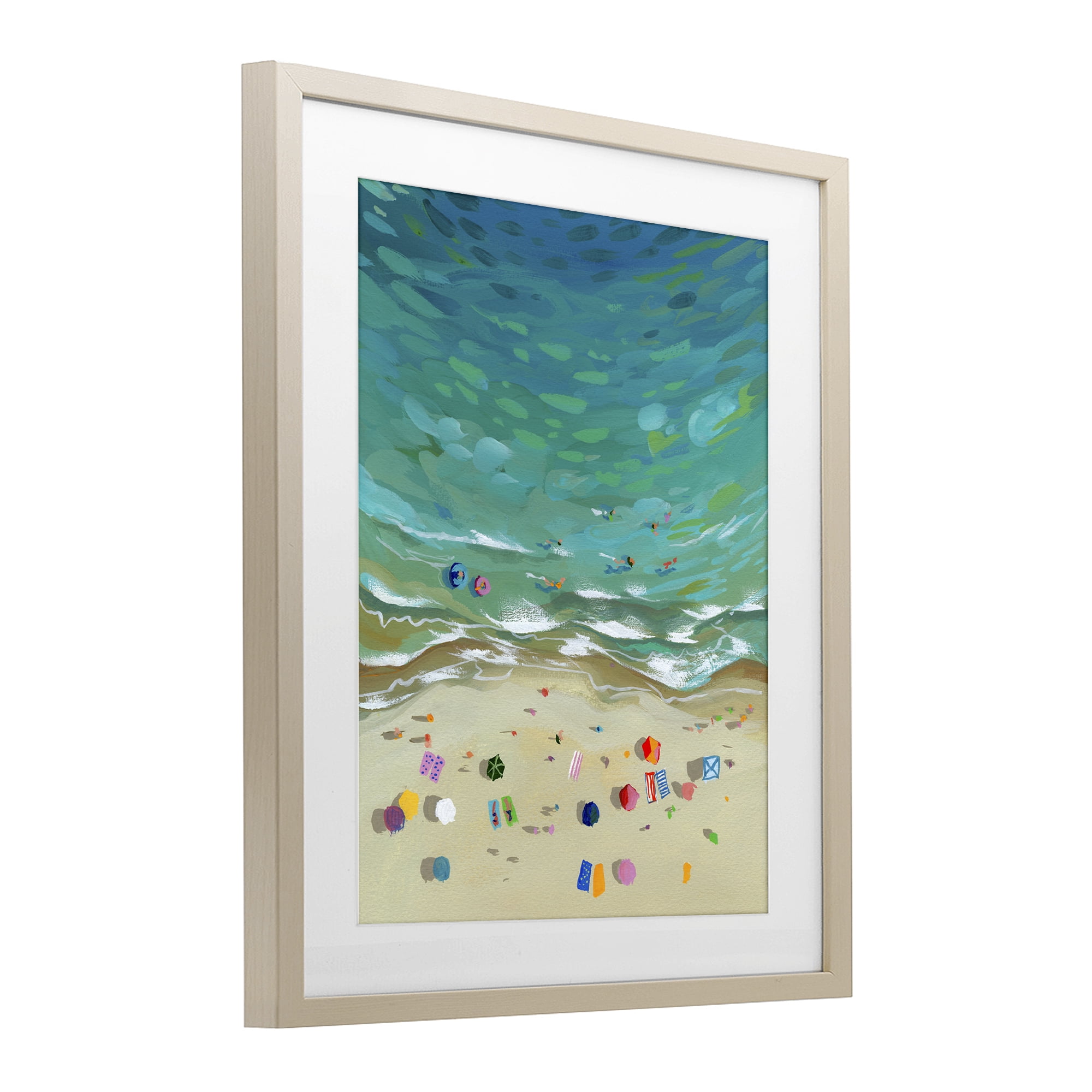 Stupell Industries Aerial Beachside with Umbrellas Birch Framed Print Under Glass, design by Brook Page