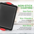 thumbnail image 3 of NutriChef 3-Piece Nonstick Kitchen Oven Baking Pans - Premium & Stylish Non-Stick Steel, Commercial Grade Restaurant Quality Metal Bakeware with Red Silicone Handles - Easy to Clean, NCSBS3S, 3 of 4