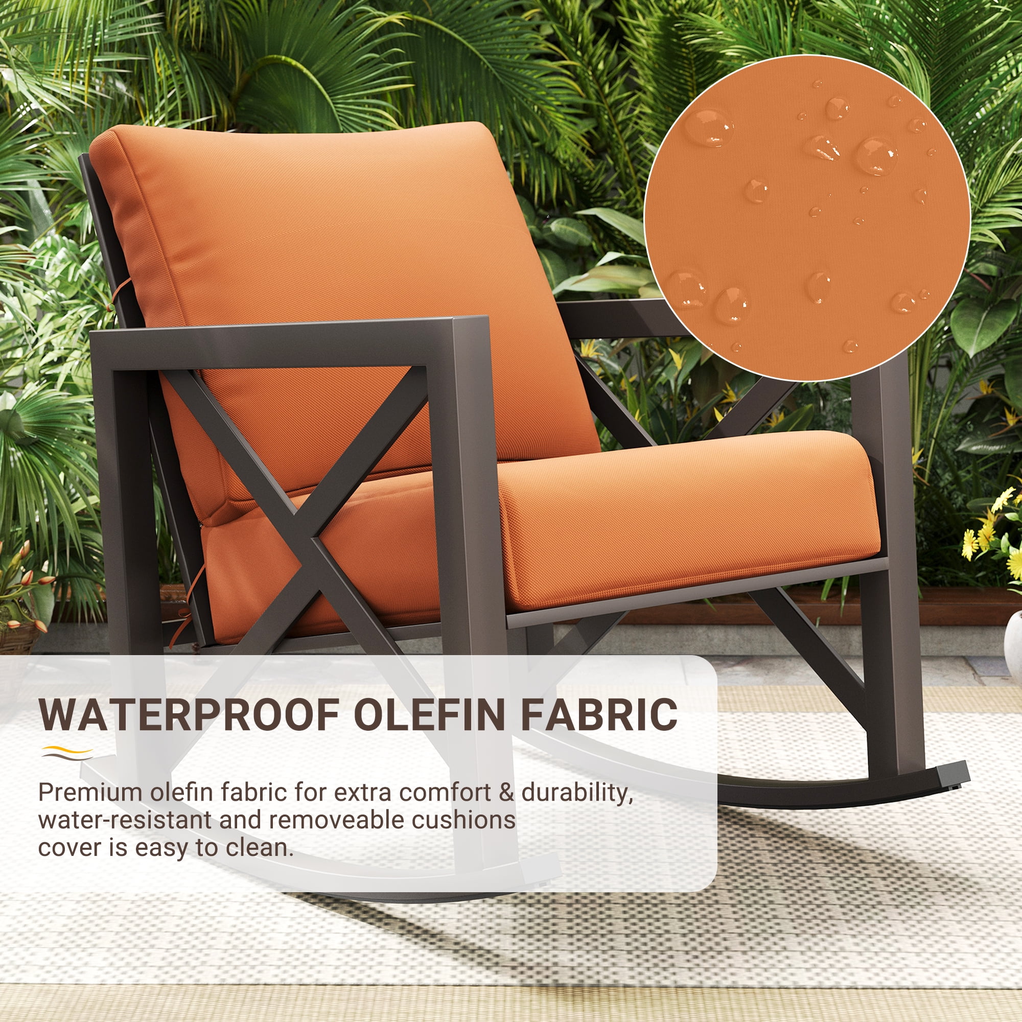 ECOPATIO Rocking Chair Bistro Set,3 Piece Outdoor Patio