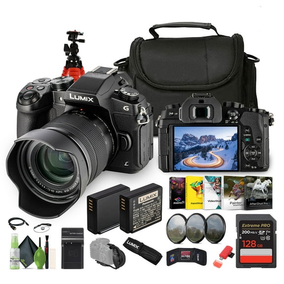 Panasonic Lumix DMC-G85 Mirrorless Micro Four Thirds Digital Camera With 12-60MM Lens   128GB Extreme PRO UHS-I SDXC Memory Card   Battery DMW-BLC12   Professional 3 Piece Filter Kit, 58mm   More