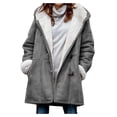 thumbnail image 1 of Manteau d'Hiver pour Femmes Grande Taille Solide avec Velours Manches Longues Boucle à Cornet Poche, 1 of 1