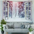 thumbnail image 4 of BCIIG  Winter Forest Tapestry Wall Hanging, Purple Snow Forest and White Window Tapestry, Falling Snowflake Tapestry for Living Room Bedroom Aesthetic Decor, 40L x 60W Inches Painting, 4 of 6