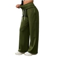 thumbnail image 5 of ClodeEU Women Elastic Drawstring High Waist Wide Leg Sweatpants,Casual Loose Pants with Pockets Army Green,Women's Plus L, 5 of 6