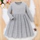 thumbnail image 2 of Odeerbi Vestido de Manga Larga de Punto Elástico Para Niñas Vestido de Color Sólido En Línea A Para Niños, 2 of 9