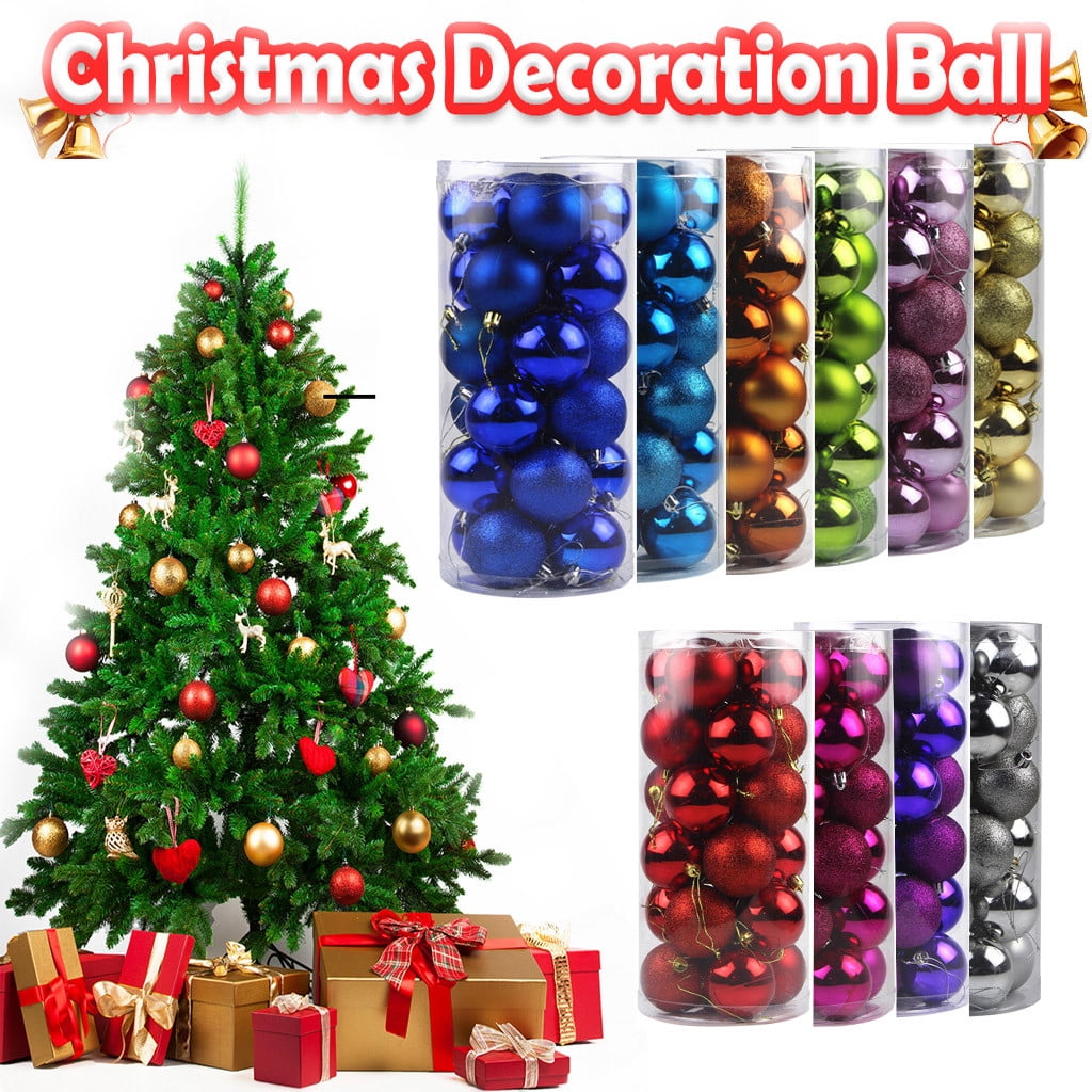 Baubles Xmas Tree Hanging Ornament Christmas Balls 24/48Pcs Glitter 