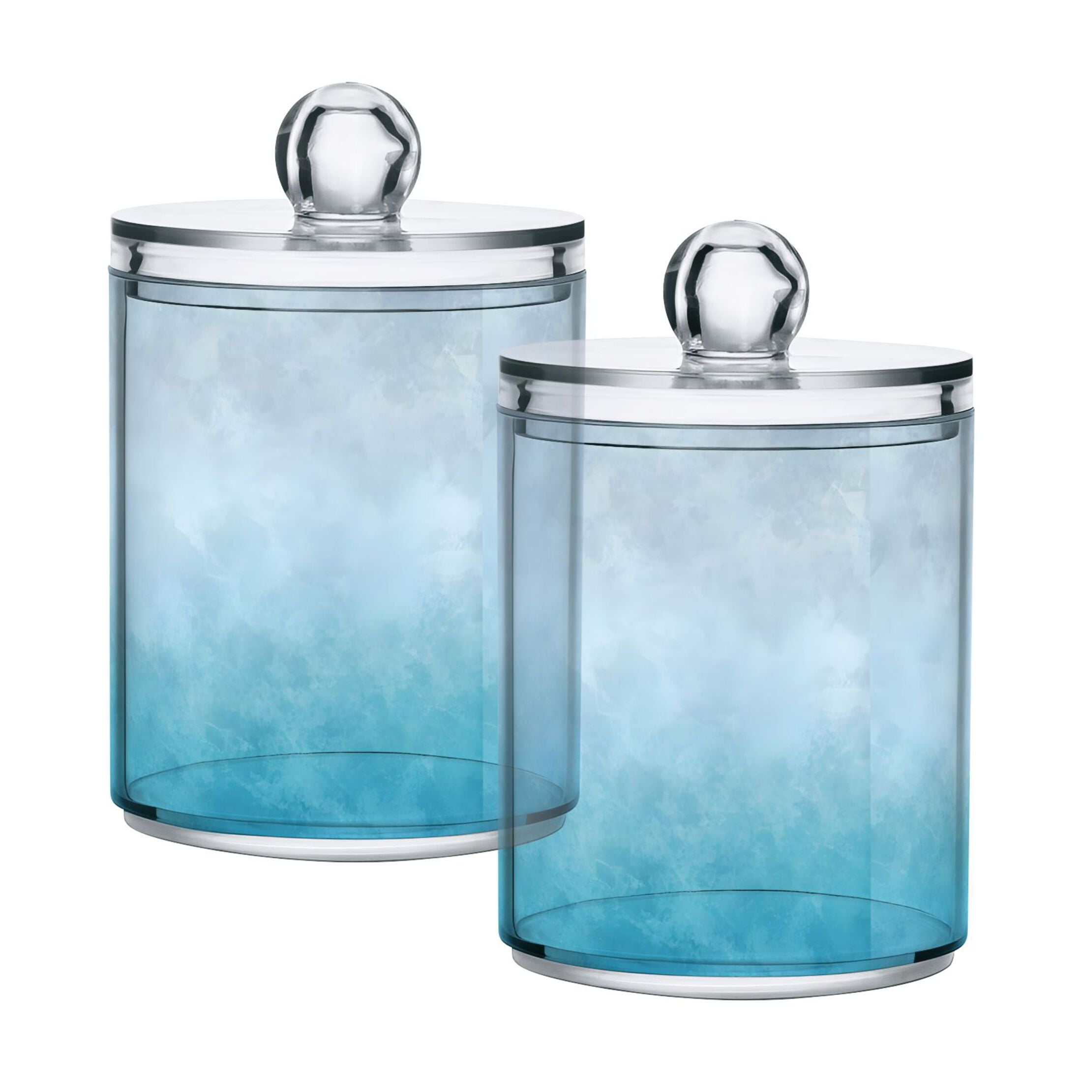 Contenitori da bagno, in vetro trasparente, per batuffoli di cotone e tamponi, barattoli da banco con coperchio, set di contenitori per farmacia, organizer per trucchi, sali da bagno, 226,8 g (2