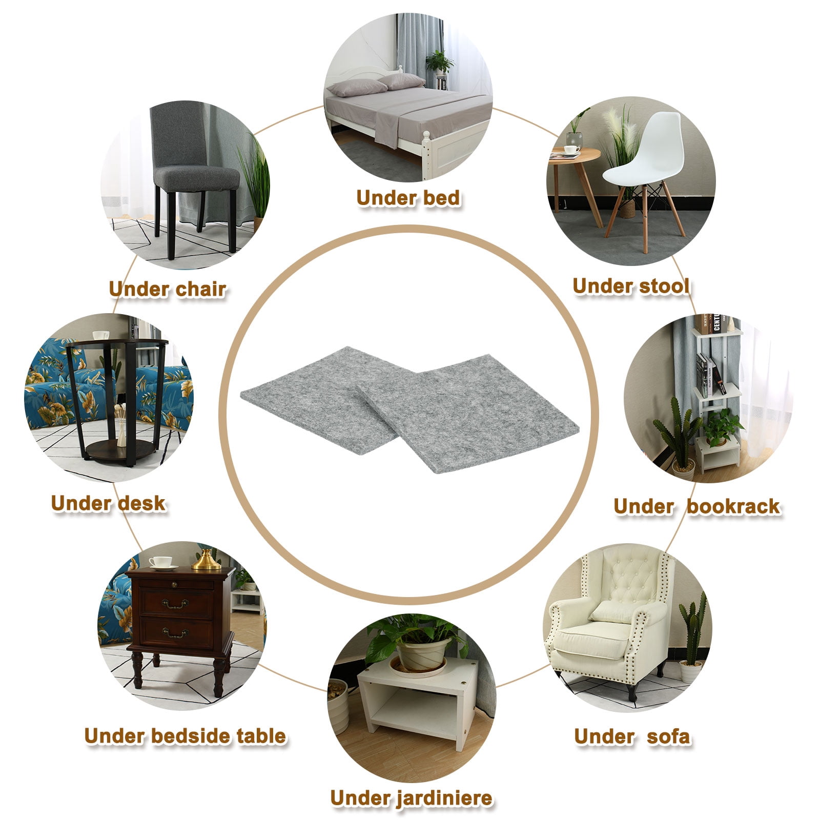 Felt Furniture Pads, 16Pack 5.12" x 5.12" Adhesive Backed Felt Non-slip Anti-scratch Chair Leg Protectors for Protecting Hardwood Floor, Grey