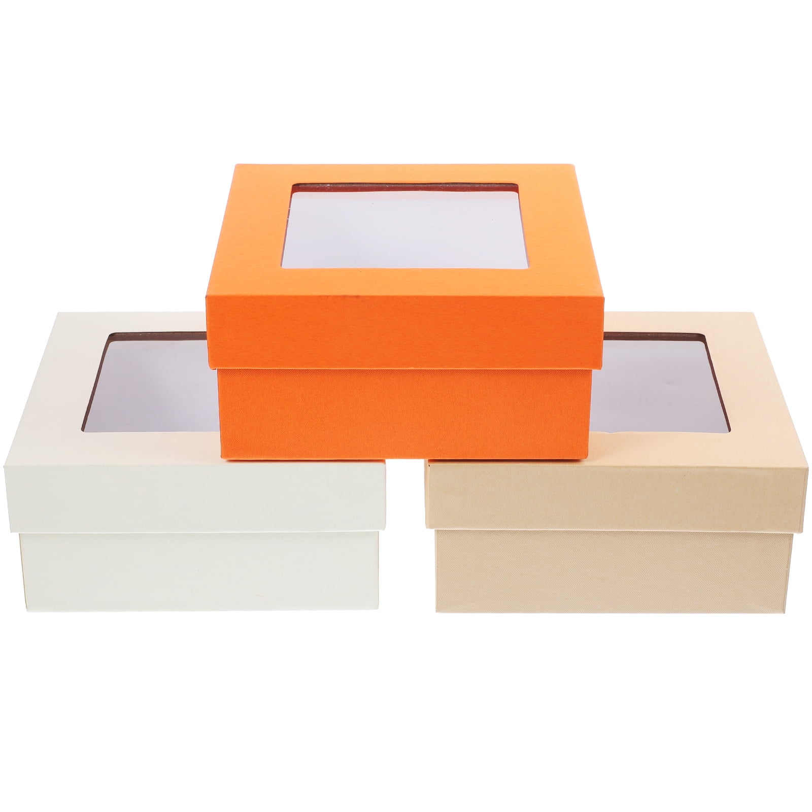3pcs Empty Square Boxes Flowers Packaging Boxes Transparent Window Soap Rose Boxes