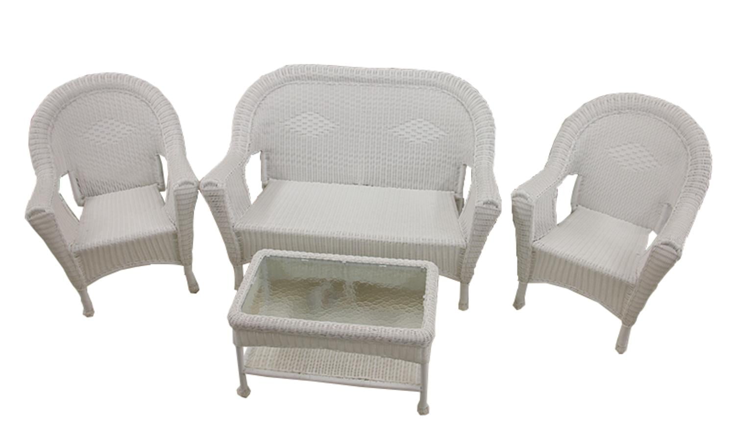 White Wicker Patio Furniture - White Wicker: Lanai Set of 5 pinned by