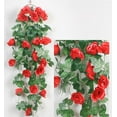 thumbnail image 3 of ZOELNIC 2PCS Artificial Hanging Flowers 3.3Ft Artificial Rose Vine Hanging Plants Artificial Flower for Home Room Garden Wedding Indoor Outdoor Decoration, Bright Red, 3 of 11