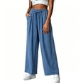thumbnail image 4 of Ohufall Womens Cotton Linen Pants Breathable Drawstring Loose Pants Pocket Solid Color Casual Pants for Daily Wear, 4 of 5