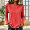 thumbnail image 5 of Shrysg Women's Long Sleeve T-Shirt Vertical Striped Crewneck Slim Fit Tops Soft Stretchy Basic Layering Tees Red, 5 of 6