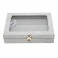 thumbnail image 1 of Vitrina de pines, almacenamiento ordenado, cubierta de vidrio transparente, caja de sombra para medallas a prueba de polvo, para el hogar, joyería, gris, pequeño, 1 of 10