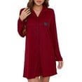 thumbnail image 1 of Diconna Chemise de Nuit pour Femme, Vêtement de Nuit à Manches Longues, Chemise de Nuit Boutonnée, Col à Revers, Robe de Nuit, 1 of 7