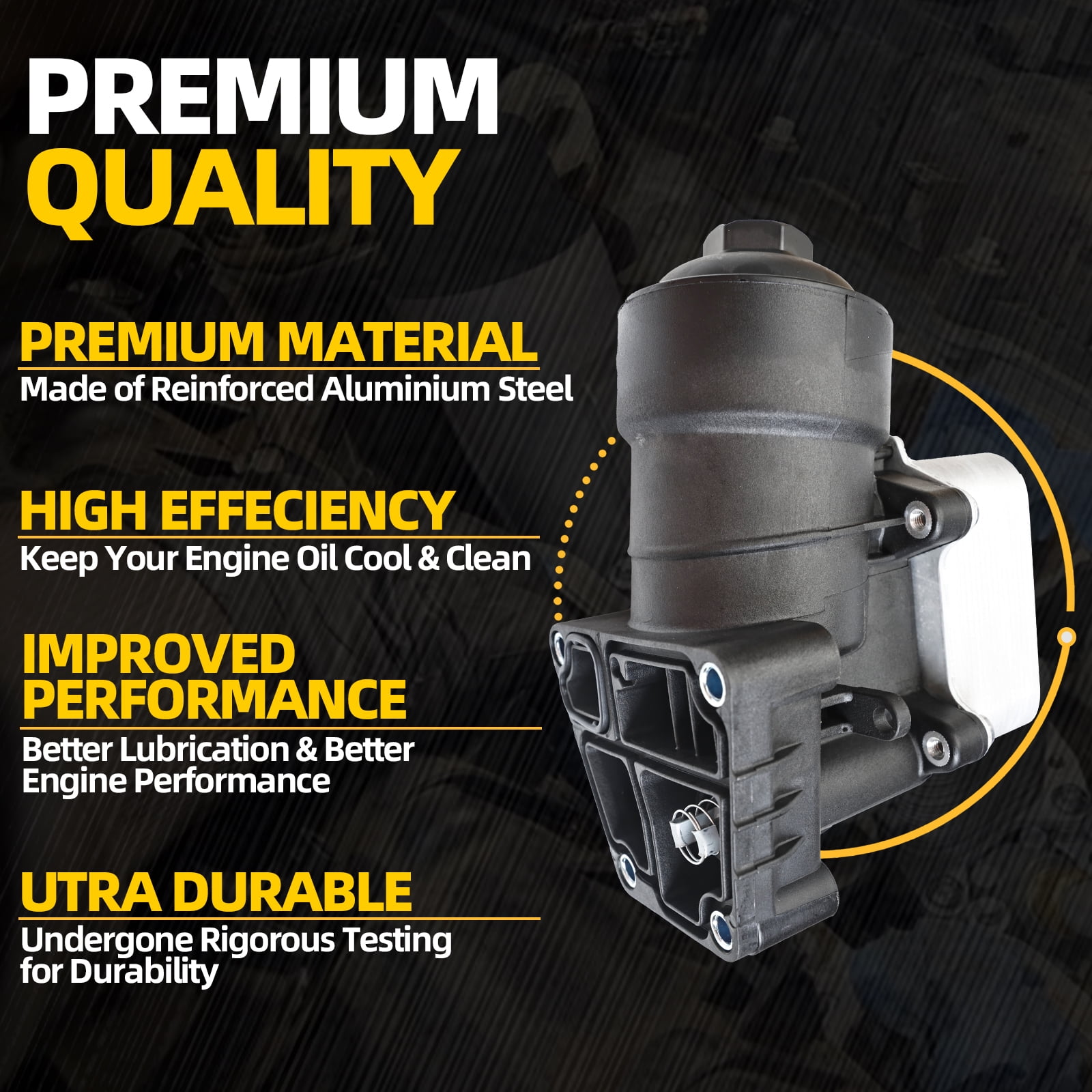 Oil Filter Housing Assembly Compatible with VW Passat 2012-2014 2.0L L4 Replaces 03L115389C 03L115389B 03L115389H Black