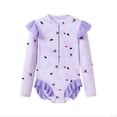 thumbnail image 4 of ATOGUTA One Piece Swimsuit Girl Long Sleeve Zipper Rash Guard Bathing Suit Swimwear with Sun Protection for Kids Size 3T-10, Purple, 4 of 5