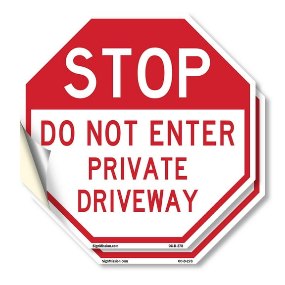 Stop Do Not Enter Private Driveway (2 Pack) 10 inch X 10 inch Octagon Vinyl Label Decal Sticker Weather Resistant, UV Protected for Workplace, Private Property, and Construction Site,