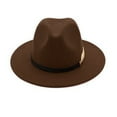 thumbnail image 6 of Tittly Winter Hats Grip Socks Women's Wide Brim Fedora Panama Hat With Belt Buckle Coloured Wide Brim Hats Hats for Men Coffee One Size, 6 of 9