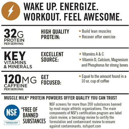 Muscle Milk Coffee House Mocha Latte Caffeinated Protein Powder, 30.9 oz