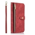 thumbnail image 3 of Allytech Zipper Wallet Case for iPhone 15 Pro Max with Wrist Strap & Shoulder Strap, Premium PU Leather Card Slots Kickstand Magnetic Clasp Shockproof Protective Cover Case - Red, 3 of 9