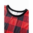 thumbnail image 4 of Pijamas navideños familiares a juego: camisa de manga larga con estampado de árbol de Navidad y pantalón a cuadros elástico para estar en casa., 4 of 9