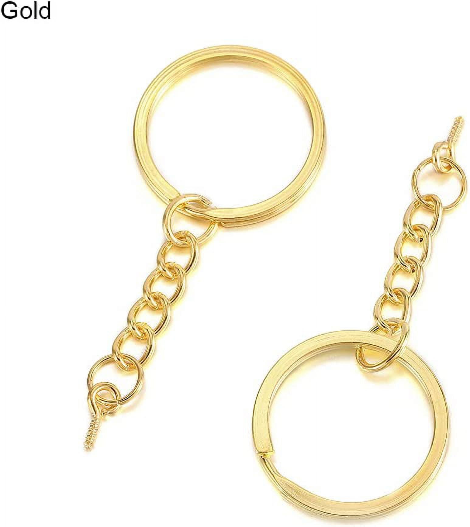 Key Rings Gold/silver Round Keyring Hang Chain Hook DIY Craft Keyfob  Hardware Keychain High Quality Split Ring Finding Crafts Supplies-3/4'' 
