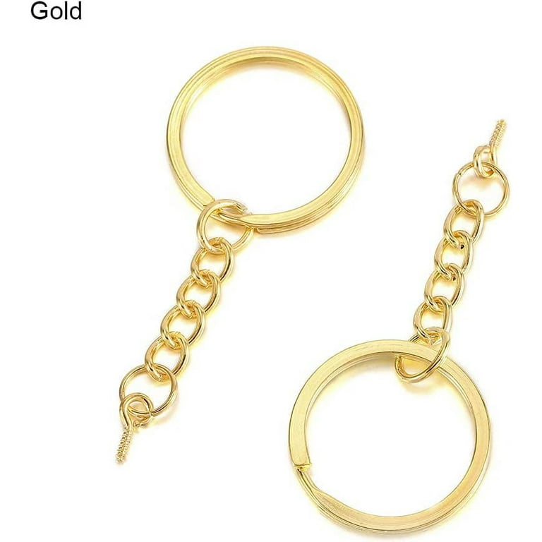 Dnyta Oval Gold Keychain Ring Brass Screw Lock Clip Durable Key Chain Rings  for Crafts