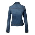 thumbnail image 4 of Made by Olivia Women's Classic/ Destroyed Vintage Blue Stone Washed Long Sleeve Denim Jean Jacket, 4 of 6