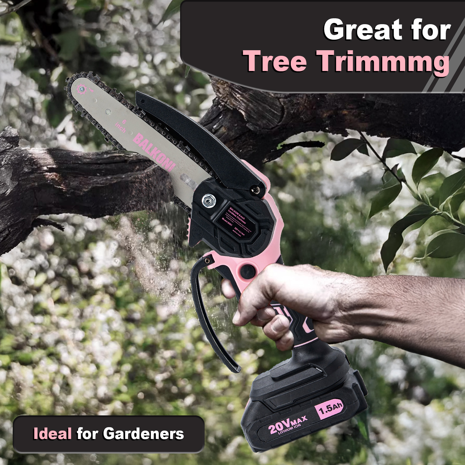 6 Inch Mini Cordless Electric Chainsaw Battery Powered,  For Wood/Trees Trimming