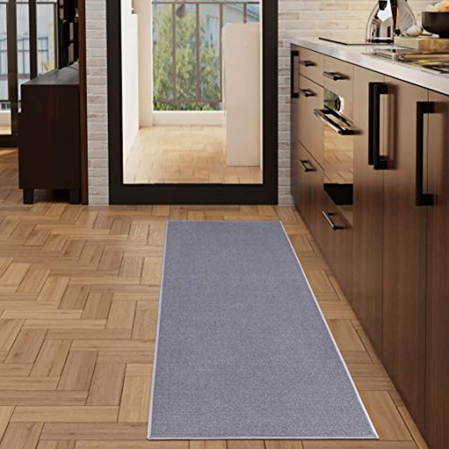 Beverly Rug Diego Solid Brown 20 in. x 59 in. Non-Slip Rubber Back Runner Rug