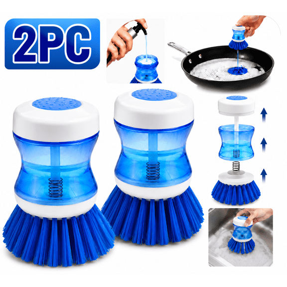 Rongsi Dish Brushes 2pcs Dish Scrubber Stiff Bristles Dish Scrubber Brush Cleaning Scrub Brush for Dishes Pots and Bowls Dish Scrubber Brush with Soap Dispenser kitchen Sink Household Scrub Brush