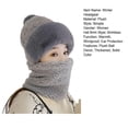 thumbnail image 7 of Grofry Women Plush Ball Decor Scarf Hat Thickened Neck Warm Windproof Hat Thick Fluffy Beanie Winter Headgear, 7 of 7