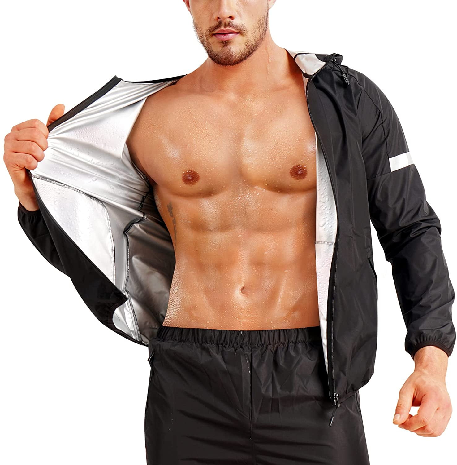 AGILONG Men Sauna Sweat Vest Heat Trapping Compression Shirts Gym Sauna Suit Workout Slimming Body Shaper for Weight Loss 