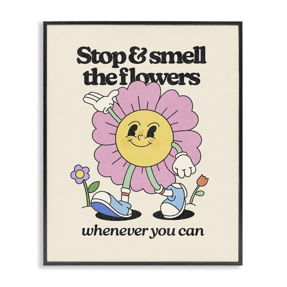 Stupell Industries Eclectic Vintage Smell The Flowers Black Framed Giclee Art, 11 x 14, by Victoria Barnes