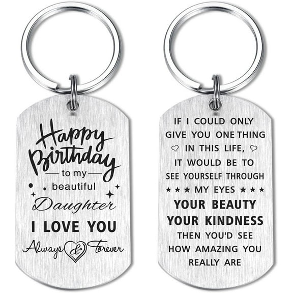 To My Daughter Christmas Keychain Gifts, I Love You Daughter Keychain for Birthday Thanksgiving Present
