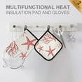 thumbnail image 4 of Yayeee Oven Mitts and Pot Holder Set of 2 Heat Resistant Kitchen Gloves Baking Hot Pad, White Starfish, 4 of 5