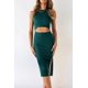 thumbnail image 2 of Vestido PRETTYGARDEN Midi Ajustado Verde Oscuro con Corte y Detalles, 2 of 5