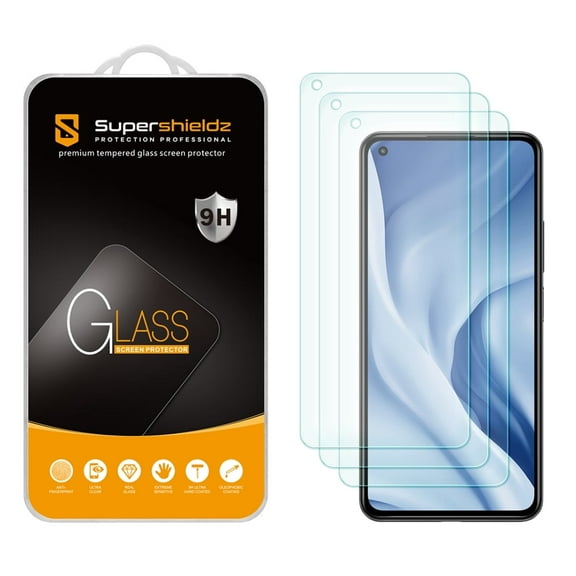 (3 Pack) Supershieldz Designed for Xiaomi Mi 11 Lite and Xiaomi 11 Lite 5G NE Tempered Glass Screen Protector, Anti Scratch, Bubble Free